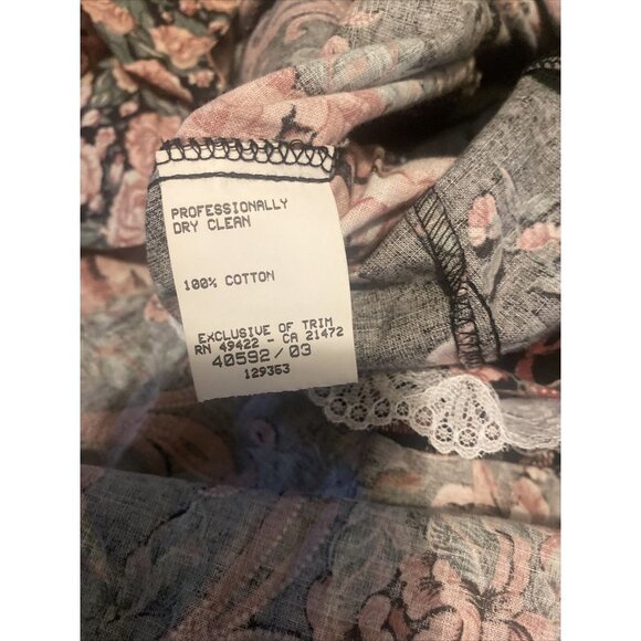 Vtg 1980s Jessica McClintock Gunne Sax Girls Black Floral Prairie Dress Size 10 - Picture 5 of 6